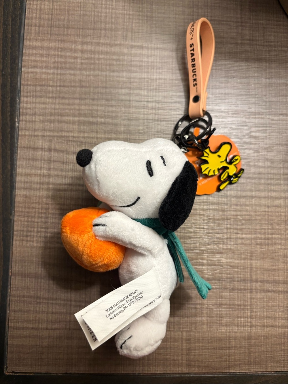 NWT Starbucks x Peanuts Pumpkin Snoopy Plush bag charm